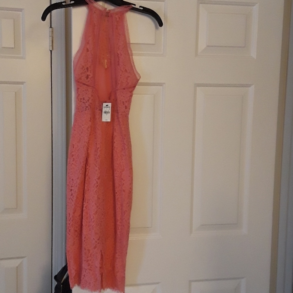 Express Coral Pink Lace Dress
